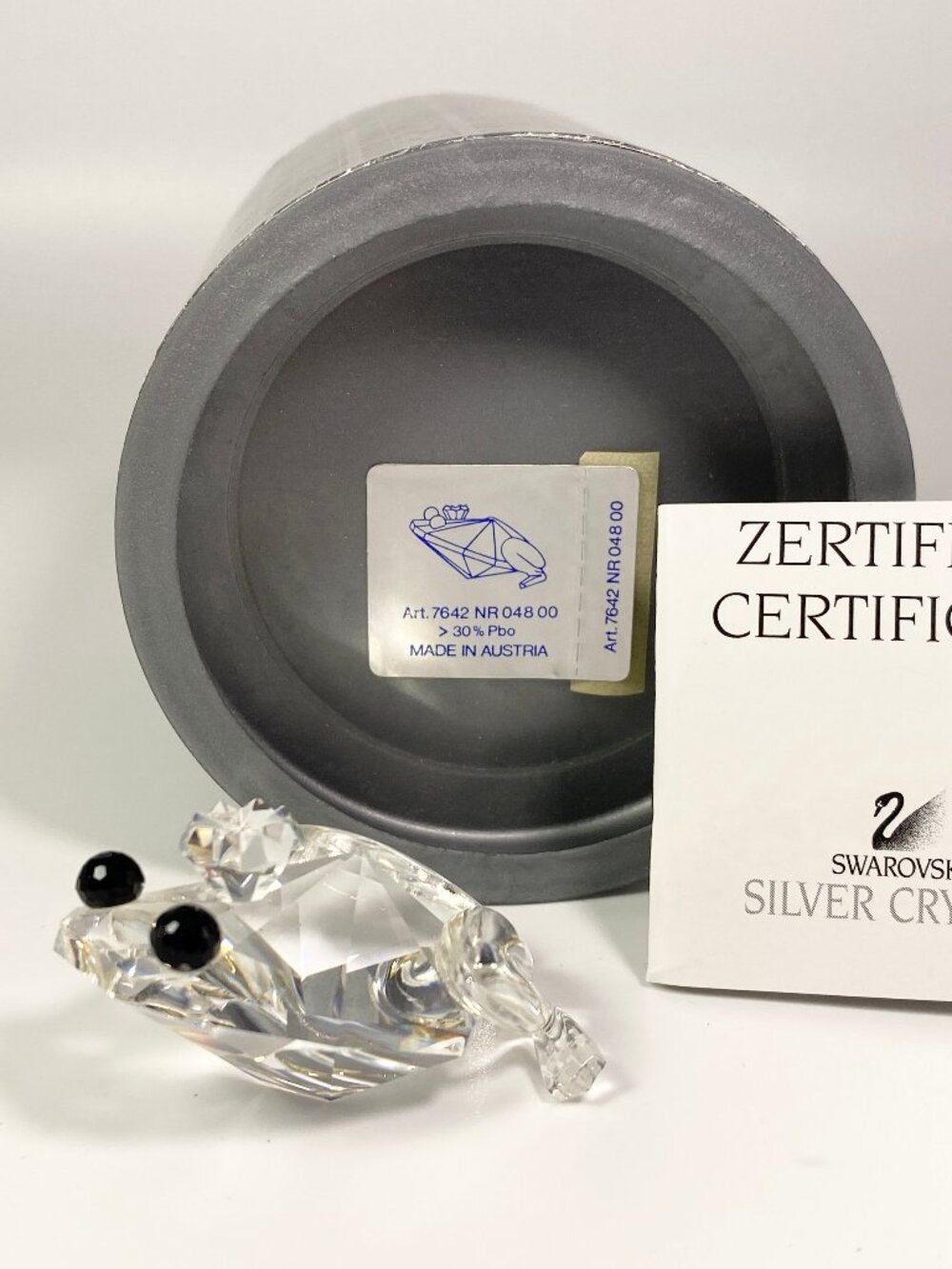 SWAROVSKI Crystal Frog Prince large Figurine Black Eyes COA W/ Box